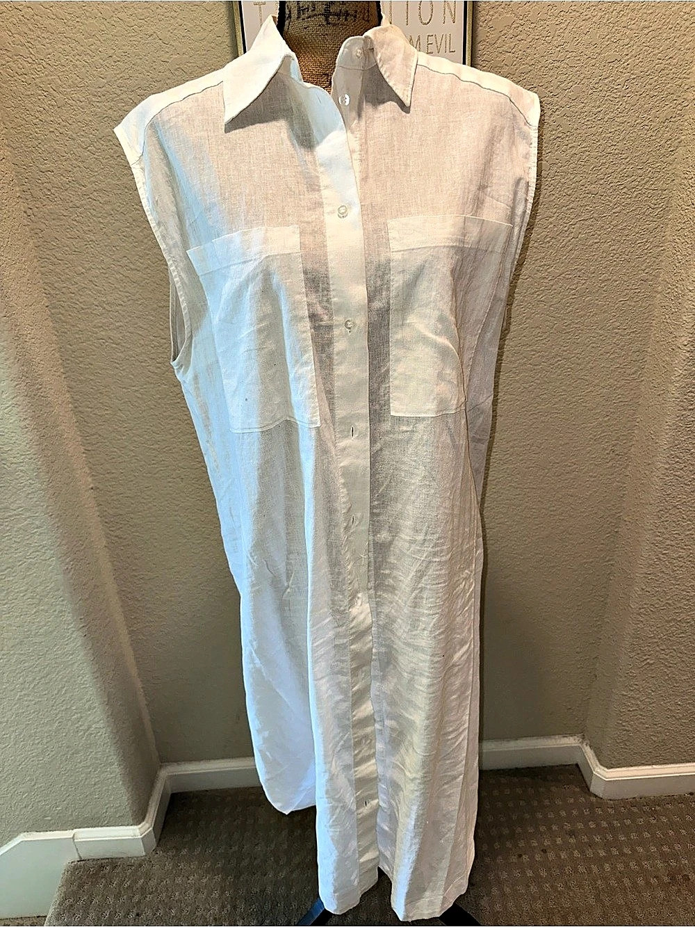 H&M Linen-Blend Shirt Dress White Small